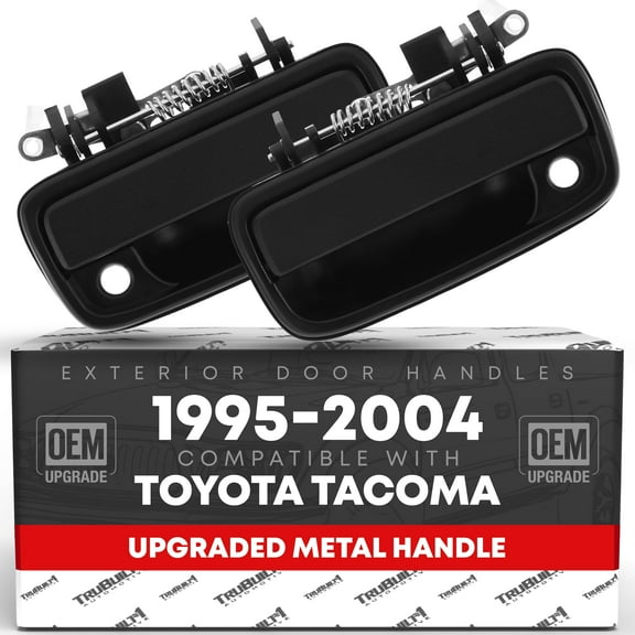 Exterior Front Driver & Passenger Door Handle Set, Upgraded Metal, Compatible with 1995-2004 Toyota Tacoma - Textured Black - 69220-35020, 69210-35020, 79345, 91318, 79344, 91319, TO1311117, TO131011