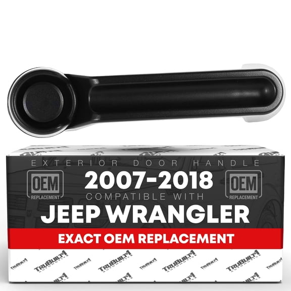 Exterior Front/Rear Driver & Passenger Door Handle - Compatible with 2007-2018 Jeep Wrangler, Liberty; 2007-2011 Dodge Nitro - Textured Black - OEM 4589164AD