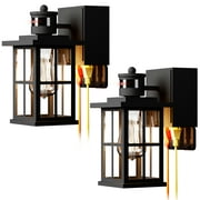 Exterior Light Fixtures as Front Porch Lights Outdoor Wall Sconce or Wall Lantern for House with GFCI Outlet, Mount Lighting and Infrared Sensor, Perfect for Garage, Patio or Garden,Black-2 Pack