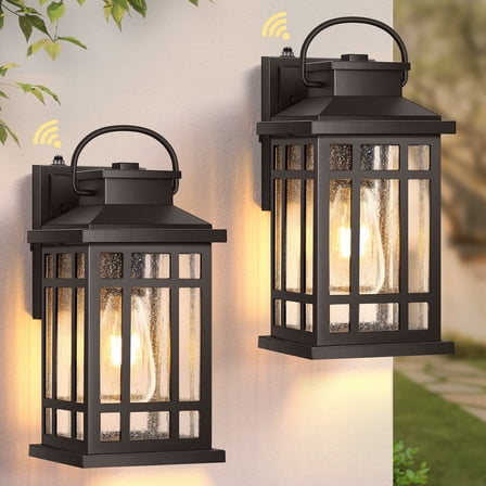 OPAXIS 2-pack Exterior Lighting Fixtures, Oil Rubbed Bronze Dusk to Dawn Outdoor Light, 100% Aluminum Outdoor Porch Lights Wall Mount, Waterproof Exterior Wall Sconce for Patio, Garage