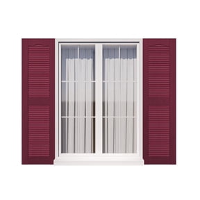 Exterior Louver Shutters - Easy DIY Install, Weather-Resistant Polypropylene for Vinyl and Brick - 14.5"W*25" H, Red