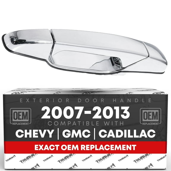 Exterior Rear Driver Door Handle - Compatible with 2007-2013 Chevrolet Avalanche, 07-14 Silverado 1500, 2500, 3500, Suburban, Tahoe; 07-14 GMC Sierra 1500, 2500, 3500, Yukon XL - Chrome - OEM 2273872