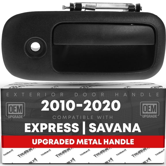 Exterior Rear Passenger Hinged Door Handle, Upgraded Metal - Compatible with 2003-2009 Chevrolet Express, 03-09 GMC Savana 1500 2500 3500 - Textured Black w/ Keyhole - OEM 23473841-MT, 25989393, 9610