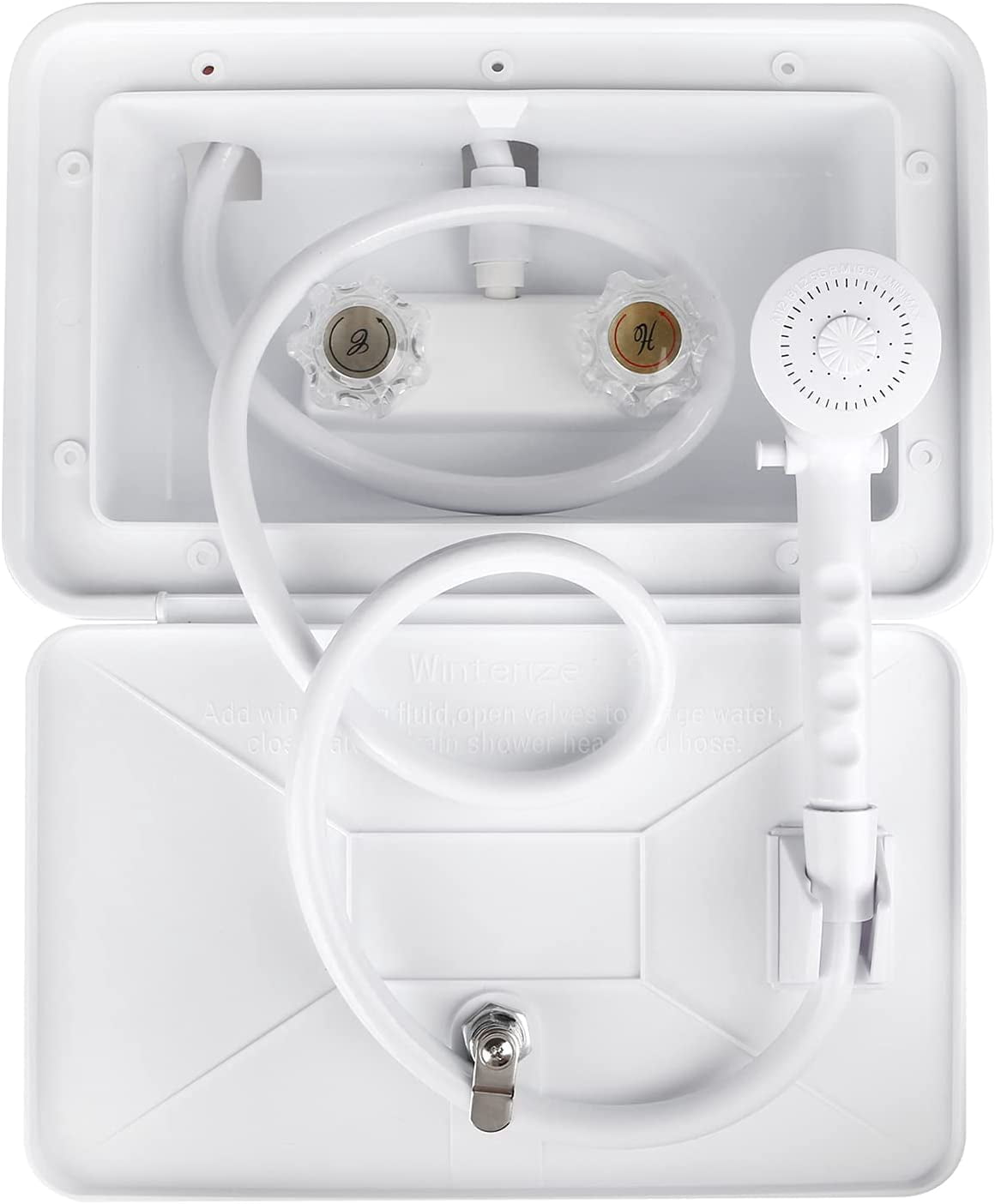 Exterior Shower Box Kit with Lock for Outside, Outdoor Non-Metallic RV Accessories for RVs, Fifth Wheels, Motorhomes, Travel Trailers, Campers