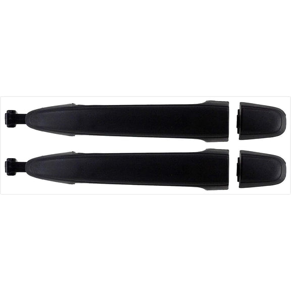 Exterior Smooth Black Rear Sliding Door Handle for 2004-2010 Toyota Sienna - Left = Right - 2 Pc Set