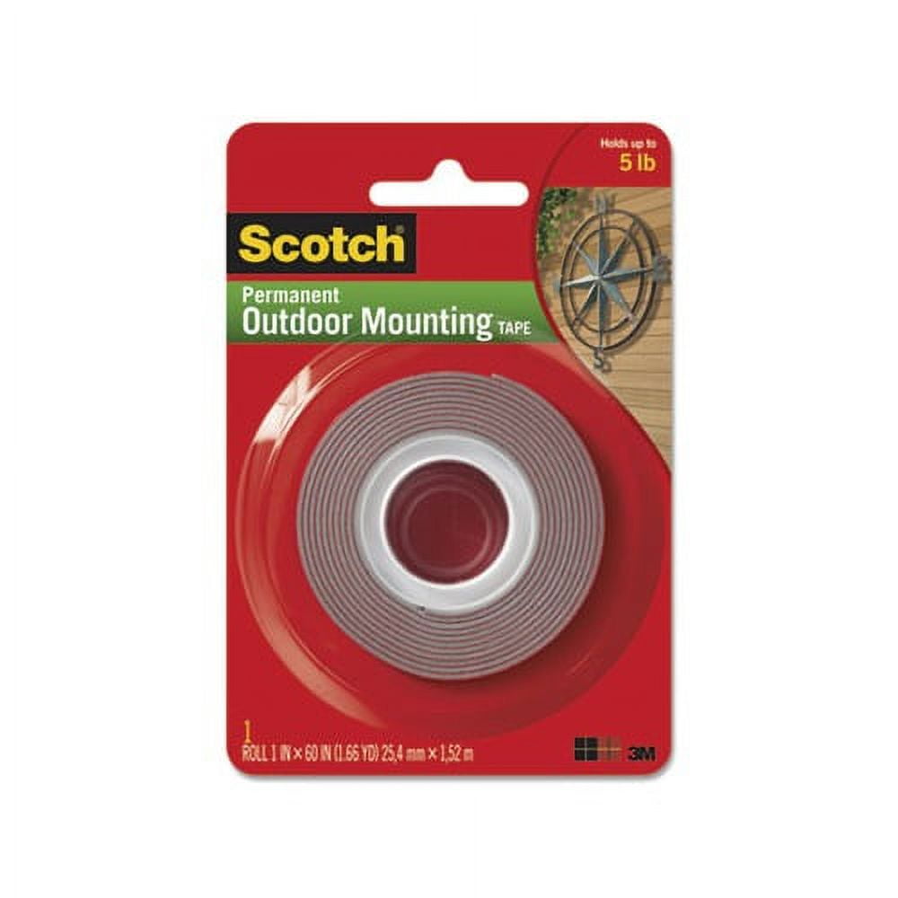Exterior WeatherResistant DoubleSided Tape 1" x 60", Gray