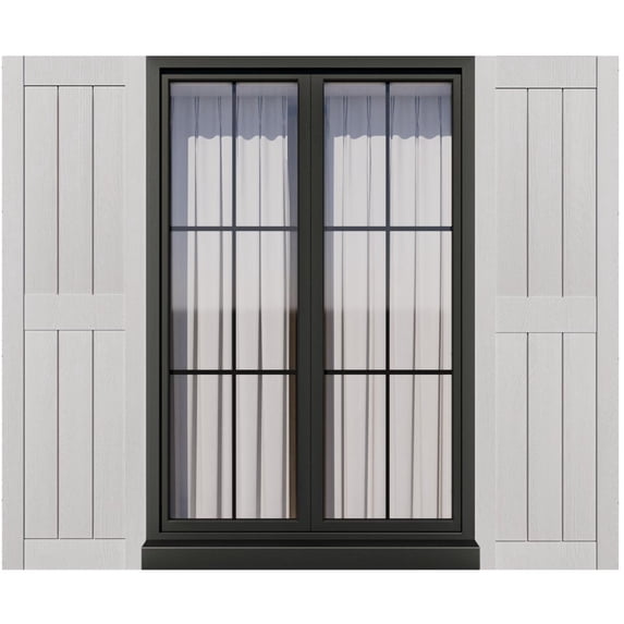 Exterior Window Shutters with 24 Pcs Shutter Fasteners - Rustic Panel Shutters for Windows Outside- Weather-Resistant Polypropylene,Easy DIY Install ,14.5"W x 63"H,White