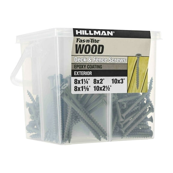 Fas-n-tite Exterior Wood Screw Assortment Tub, Various Sizes, Steel, Epoxy Coated, Gray, 300 pack