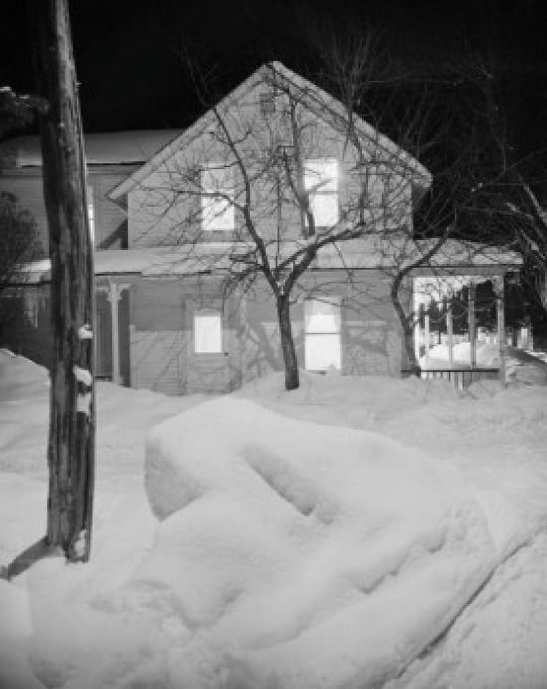 Exterior of American house in winter Canvas Art - (24 x 36)