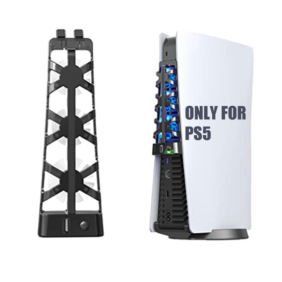 External Auto Cooling Fan Compatible with PS5, Turbo USB Cooler Controlled by Automatic Temperature Sensor Compatible with PlayStation 5 Ultra HD and Digital