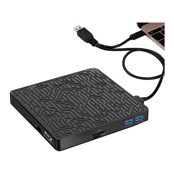External Bluray Drive, 5 in 1 USB 3.0 with Type-C SD/TF Card Player External Bluray DVD Drive for Laptop/MacBook/Desktop/Car Compatible with MacOS/Windows