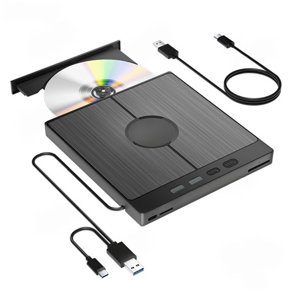 External Bluray Drive USB 3.0 BD DVD CD-RW Player Burner Portable Optical Reader with SD/TF Card Slot for Laptop PC Desktop Mac