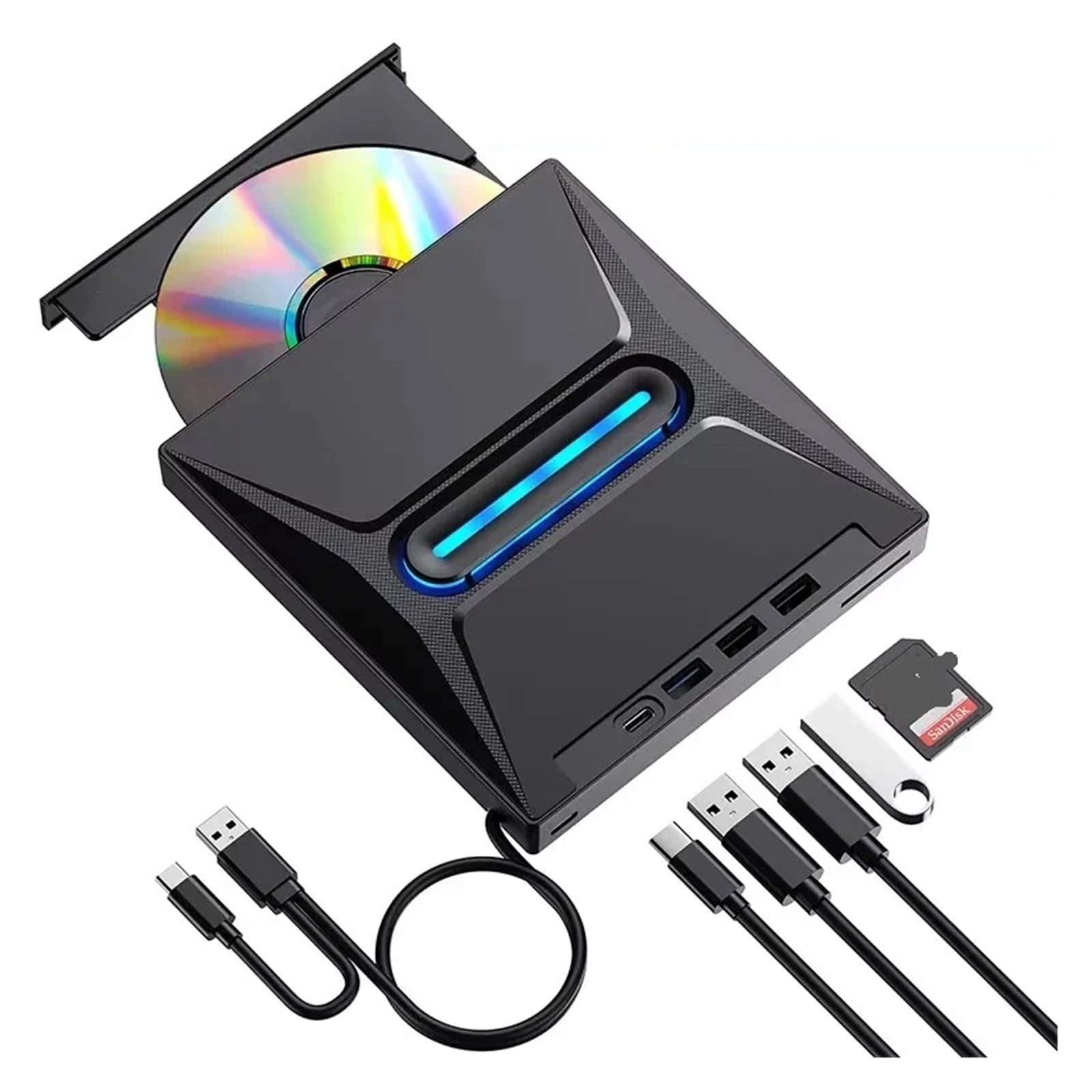 External CD DVD Burner,CD ROM Burner, CD/DVD+/-RW Drive SD Card Reader ...