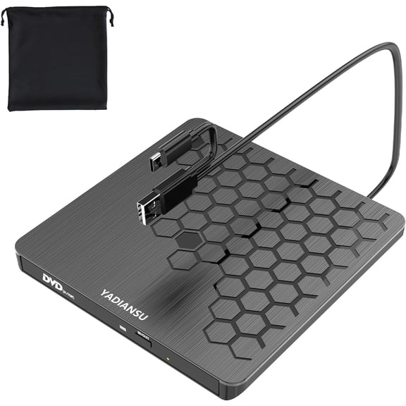 External CD DVD Drive, 0.5 Ultra Slim USB 3.0 Type-C DVD Player, CD DVD+/-RW Optical Drive, Portable DVD CD Burner Reader Writer Recorder for Laptop, Desktop, Mac, Windows 11/10/8/7, Linux, Black