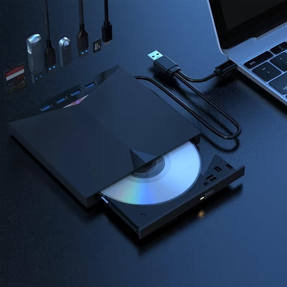 External CD/DVD Drive For Laptop, 7 In 1 USB 3.0 DVD Player Portable CD/DVD Burner, CD ROM External DVD Drive Compatible With Laptop Desktop PC Windows 11/10/8/7 Linux MAC OS