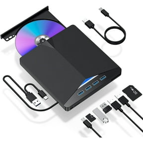 External CD/DVD Drive for Laptop, 7 in 1 USB 3.0 DVD Player Portable CD/DVD Burner, CD ROM External DVD Drive for Laptop Compatible with Laptop Desktop PC Windows 11/10/8/7 Linux Mac OS