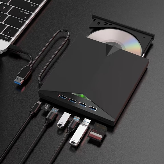 External CD/DVD Drive For Laptop, 7 In 1 USB 3.0 DVD Player Portable CD/DVD Burner, CD ROM External DVD Drive For Laptop Compatible With Laptop Desktop PC Windows 11/10/8/7 Linux Mac OS