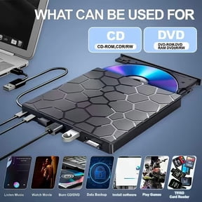 External CD/DVD Drive for Laptop, DVD Player for Laptop, 8 in 1 USB 3.0 Ultra-Slim Portable, CD Burner External Disk Drive Optical Compatible with Desktop Mac,Windows 11/10/8/7 Linux