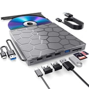 External CD/DVD Drive for Laptop, DVD Player for Laptop, 8 in 1 USB 3.0 Ultra-Slim Portable, CD Burner External Disk Drive Optical Compatible with Desktop Mac,Windows 11/10/8/7 Linux