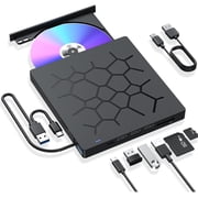 External CD/DVD Drive for Laptop, DVD Player for Laptop, 8 in 1 USB 3.0 Ultra-Slim Portable, CD Burner External Disk Drive Optical Compatible with Laptop Desktop Mac,Windows 11/10/8/7 Linux