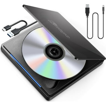 External CD/DVD Drive for Laptop, DVD Player for Laptop, Clamshell Portable Reader Writer, CD Burner External Disk Drive Optical Compatible with Desktop Mac,Windows 11/10/8/7 Linux
