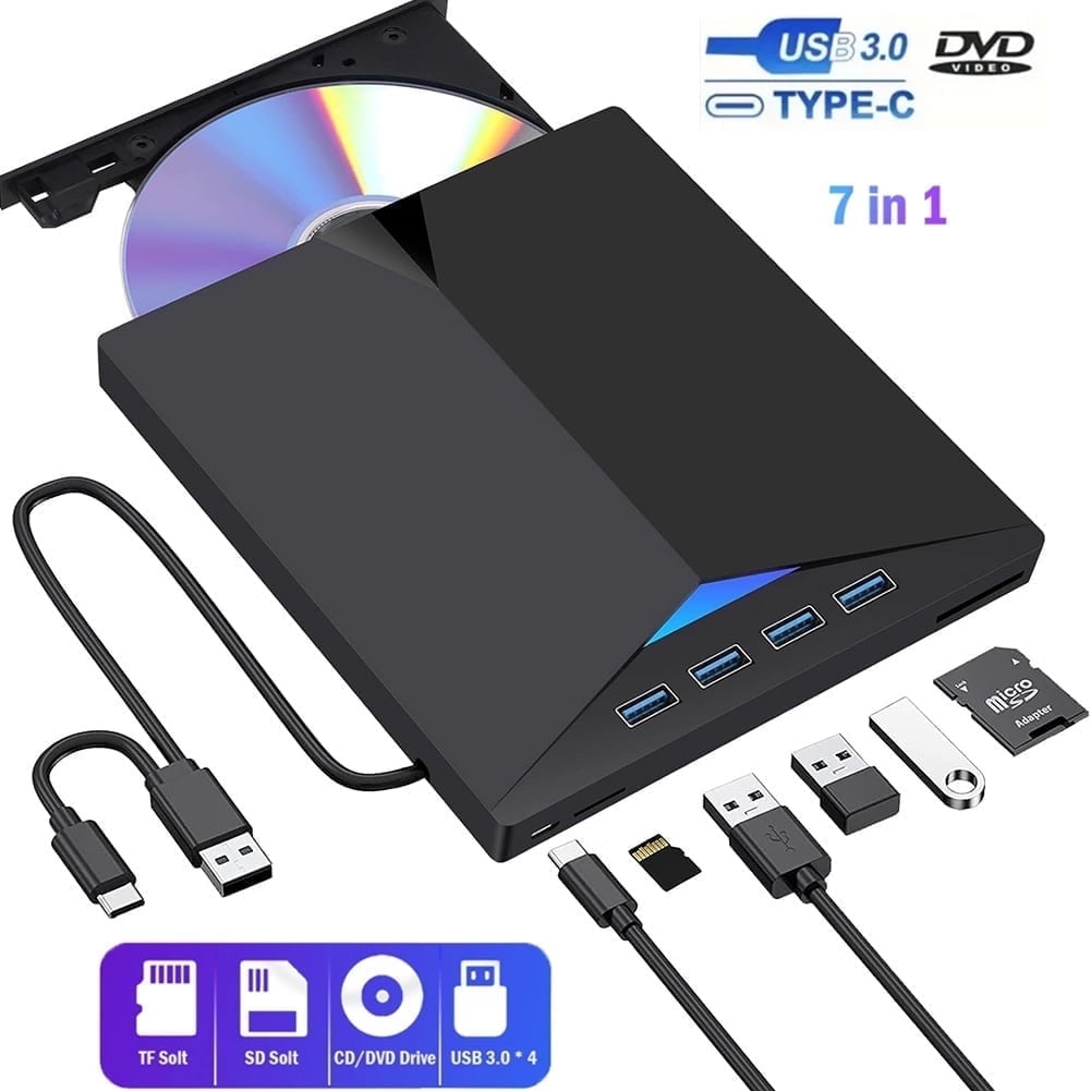 External CD DVD Drive for Laptop,DVD Player for Laptop,USB 3.0 Portable CD/DVD OM+/-RW Burner,External DVD Disk Drive for Laptop Compatible with Laptop Desktop PC Windows 11/10/8/7 Linux Mac OS