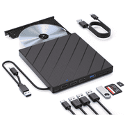 External CD/DVD Drive for Laptop, DVD Player with USB 3.0 Ultra-Slim Portable, CD Burner External Disk Drive Optical Compatible with Laptop Desktop Mac,Windows 11/10/8/7 Linux