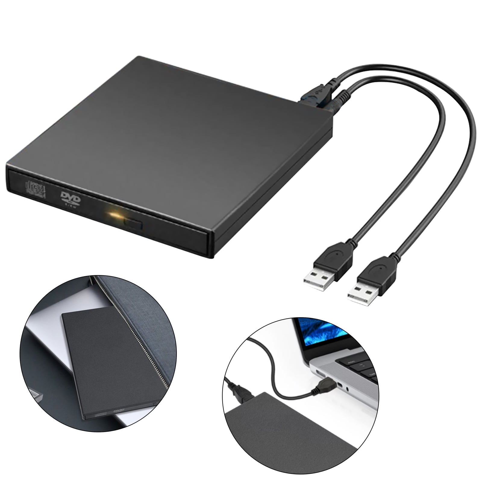 External CD DVD Drive for Laptop, Slim Portable Optical Disk Drive, CD