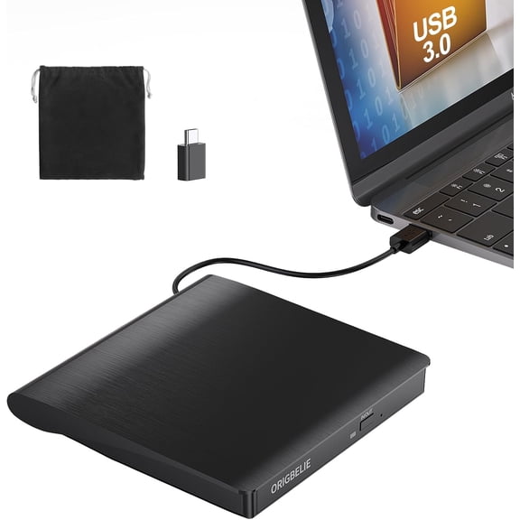 External CD/DVD Drive for Laptop, USB 3.0 CD Burner +/-RW CD ROM External DVD Drive Portable DVD Player for Laptop Desktop PC Apple Mac Windows 11/10/8/7/XP Linux OS