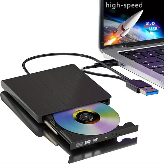 External CD/ DVD Drive for Laptop USB 3.0 Portable RW Drive/ DVD Player for Laptop CD ROM Burner Compatible with Laptop Desktop PC Windows Linux OS Mac