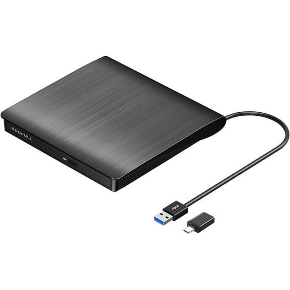 External CD DVD Drive for Laptop, USB 3.0 Type-C Portable CD/DVD+/-RW Optical Drive Reader Writer Burner Player for Windows 11/10/8/7 Computer Mac MacBook Linux PC