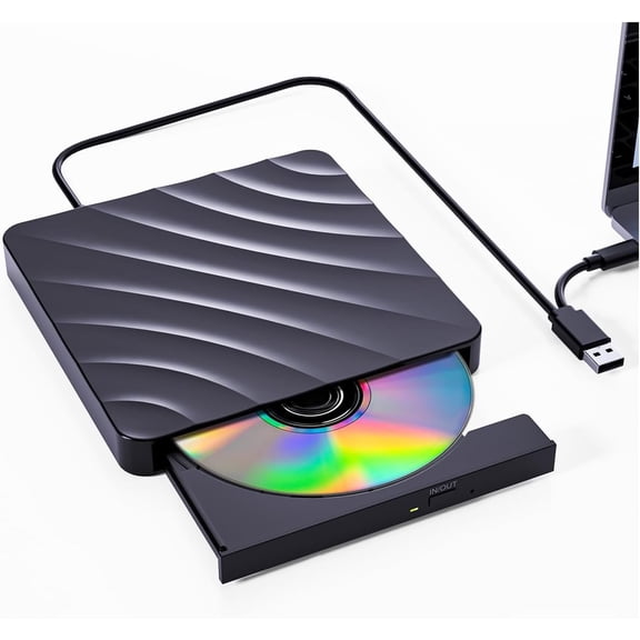External CD DVD Drive for PC - USB 3.0 CD Burner DVD Player for Laptop, External Optical Drives for PC/MacBook, Disc Reader for Windows 11/10/8/7/XP/Vista, Linux, Mac