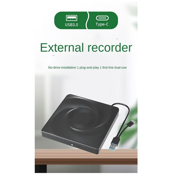External CD/DVD Drive Portable CD DVD +/-RW Drive Optical Drive Player Reader USB 3.0 & Type-C for Win 11 10 8 7