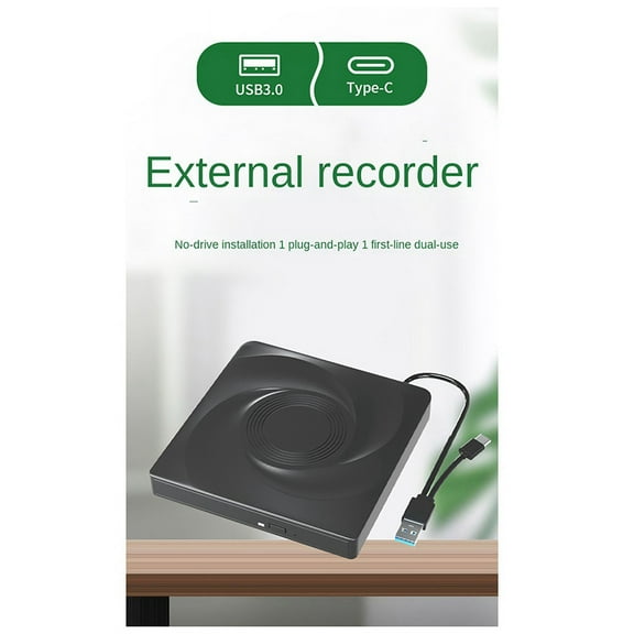 External CD/DVD Drive Portable CD DVD +/-RW Optical Player Reader USB 3.0 & Type-C for Win 11 10 8 7