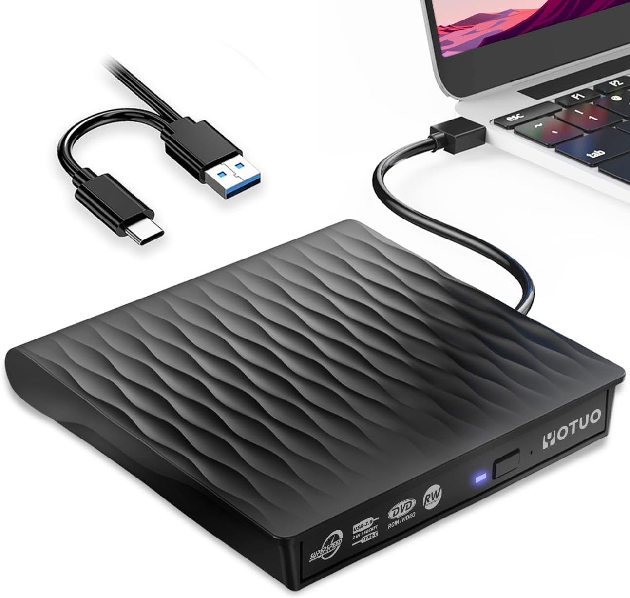 External CD/DVD Drive, Portable USB 3.0 & USB-C CD RW Drive, DVD Player ...
