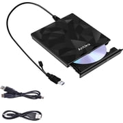External CD DVD Drive TypeC USB 3.0 Extended Cable Backup Power Line Portable DVD Player Burner Reader for Laptop Desktop PC Apple Mac Macbook Pro Windows 10/8/7/vista/xp Mac osx10.6 Above