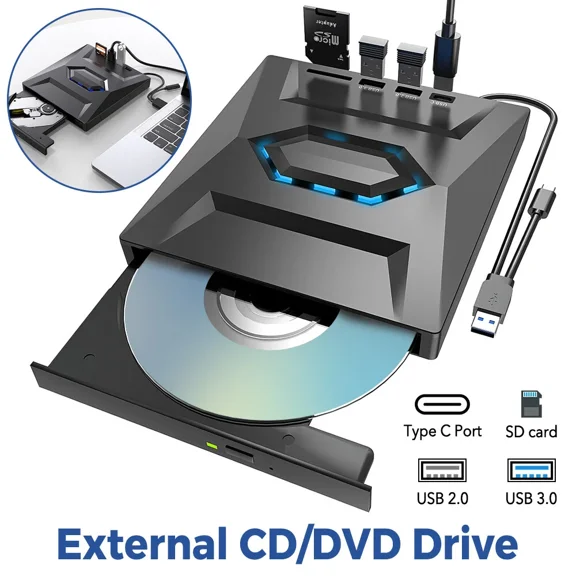 External CD DVD Drive USB 3.0 Disc Player Burner Writer For Mac Laptop PC