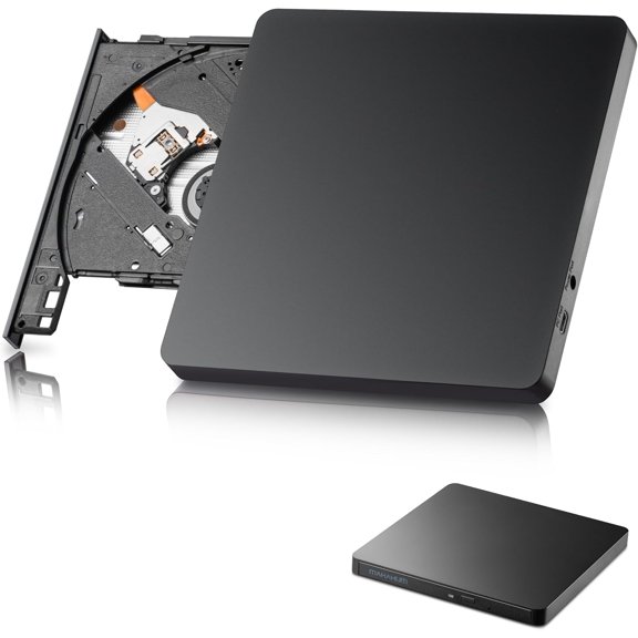 External CD DVD Drive, USB 3.0 Type-C Portable CD Burner Optical Drive, Plug & Play DVD Player Reader for Laptop, Support Burn/Rip/Read Compatible with MacBook Windows 11/10/8/7