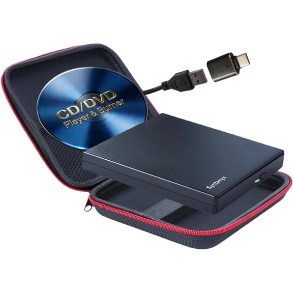 External CD DVD Drive, USB-A & USB-C CD Burner for Laptop, PC & Mac