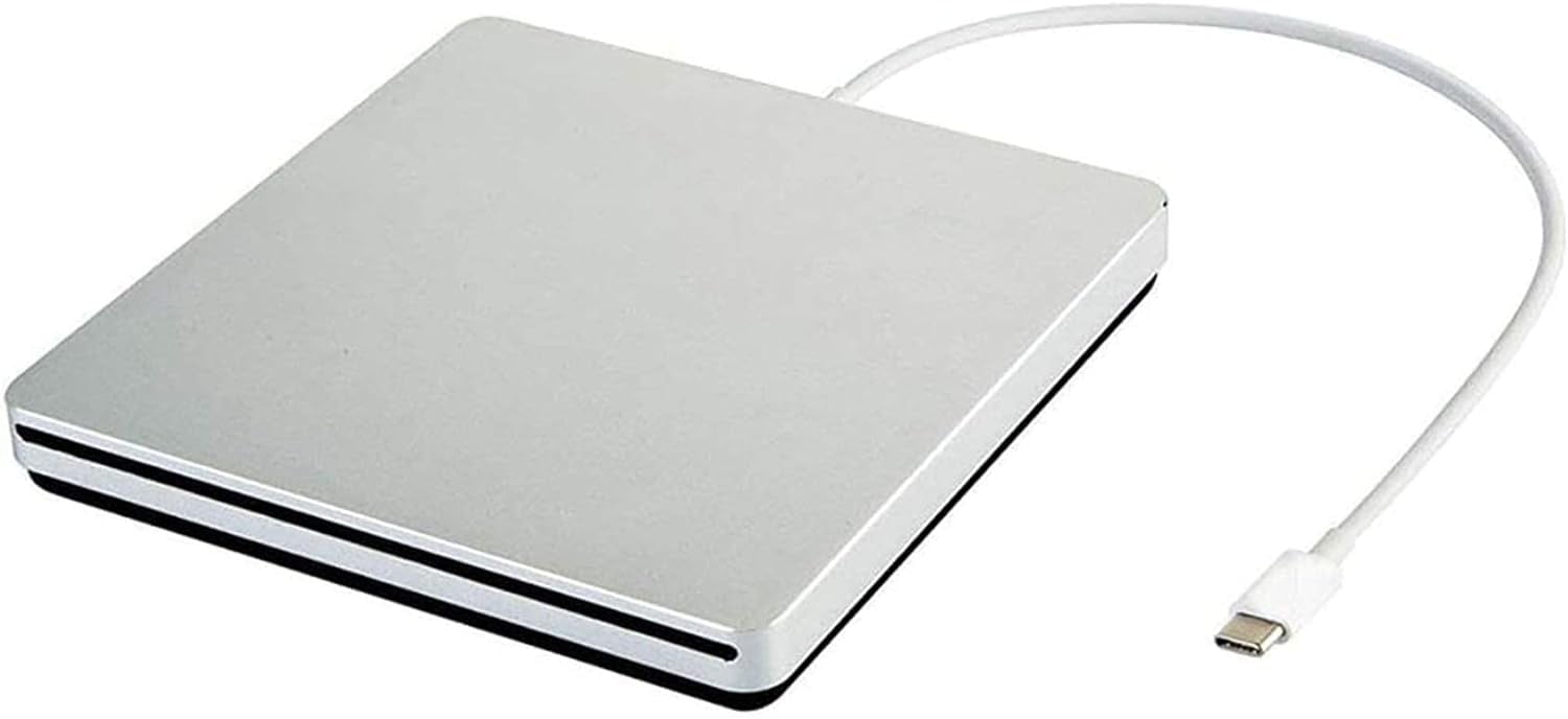 External CD DVD Drive USB C CD DVD Burner/Writer Ultra Slim Portable Slot in CD DVD Reader for MacBook Pro/Air/Mac/Laptop/Windows10 (Silver)