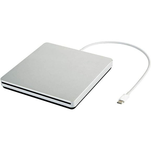External CD DVD Drive USB C CD DVD Burner/Writer Ultra Slim Portable Slot in CD DVD Reader for MacBook Pro/Air/Mac/Laptop/Windows10 (Silver)