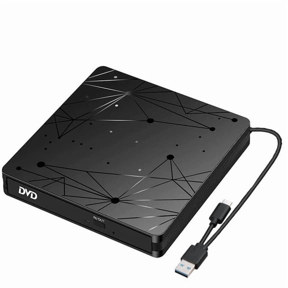 External CD/DVD Drive USB Portable Burner, Tray-Loading Optical Drive for Laptop Desktop PC, High-Speed Read/Write Mobile CD DVD ROM Player for Windows Mac OS