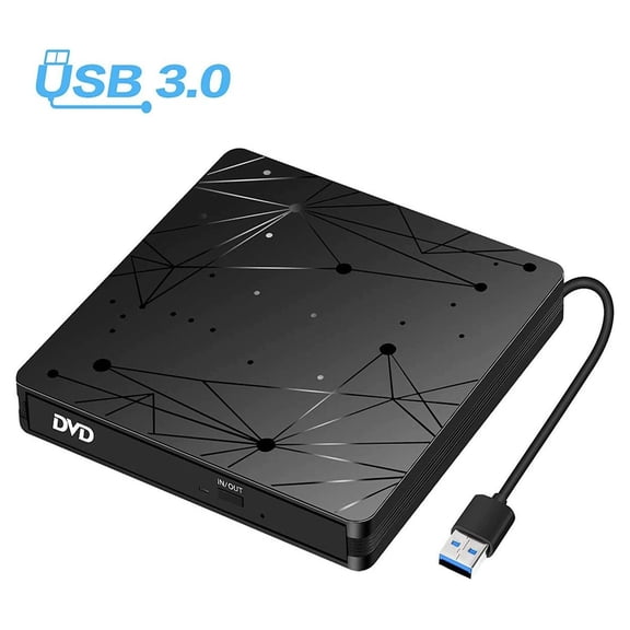 External CD/DVD Drive USB Portable Burner, Tray-Loading Optical Drive for Laptop Desktop PC, High-Speed Read/Write Mobile CD DVD ROM Player for Windows Mac OS