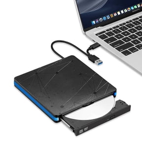 External CD/DVD Drive USB Portable Burner, Tray-Loading Optical Drive for Laptop Desktop PC, High-Speed Read/Write Mobile CD DVD ROM Player for Windows Mac OS