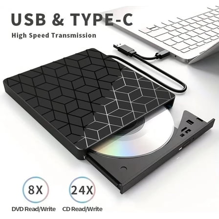 HP External CD DVD RW Drive, Slim Portable USB Optical Drive, Black ...