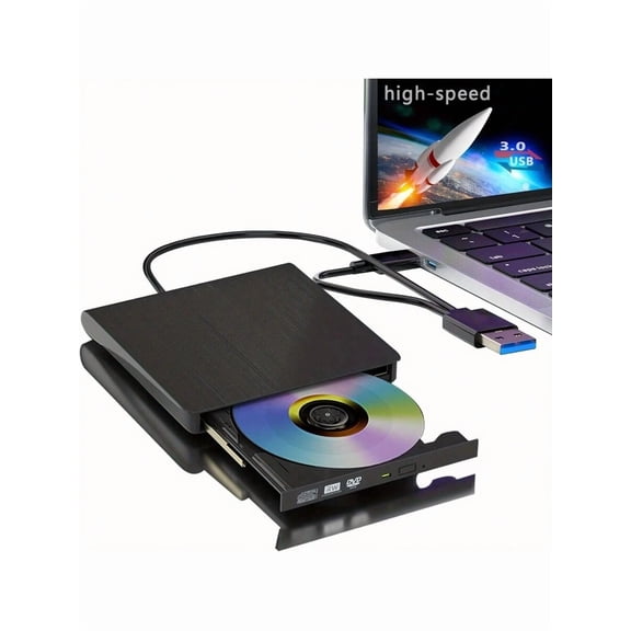 External CD/DVD Drive for Laptop USB 3.0 Portable Drive/DVD Player for Laptop CD ROM Burner Compatible with Laptop Desktop PC Windows Linux