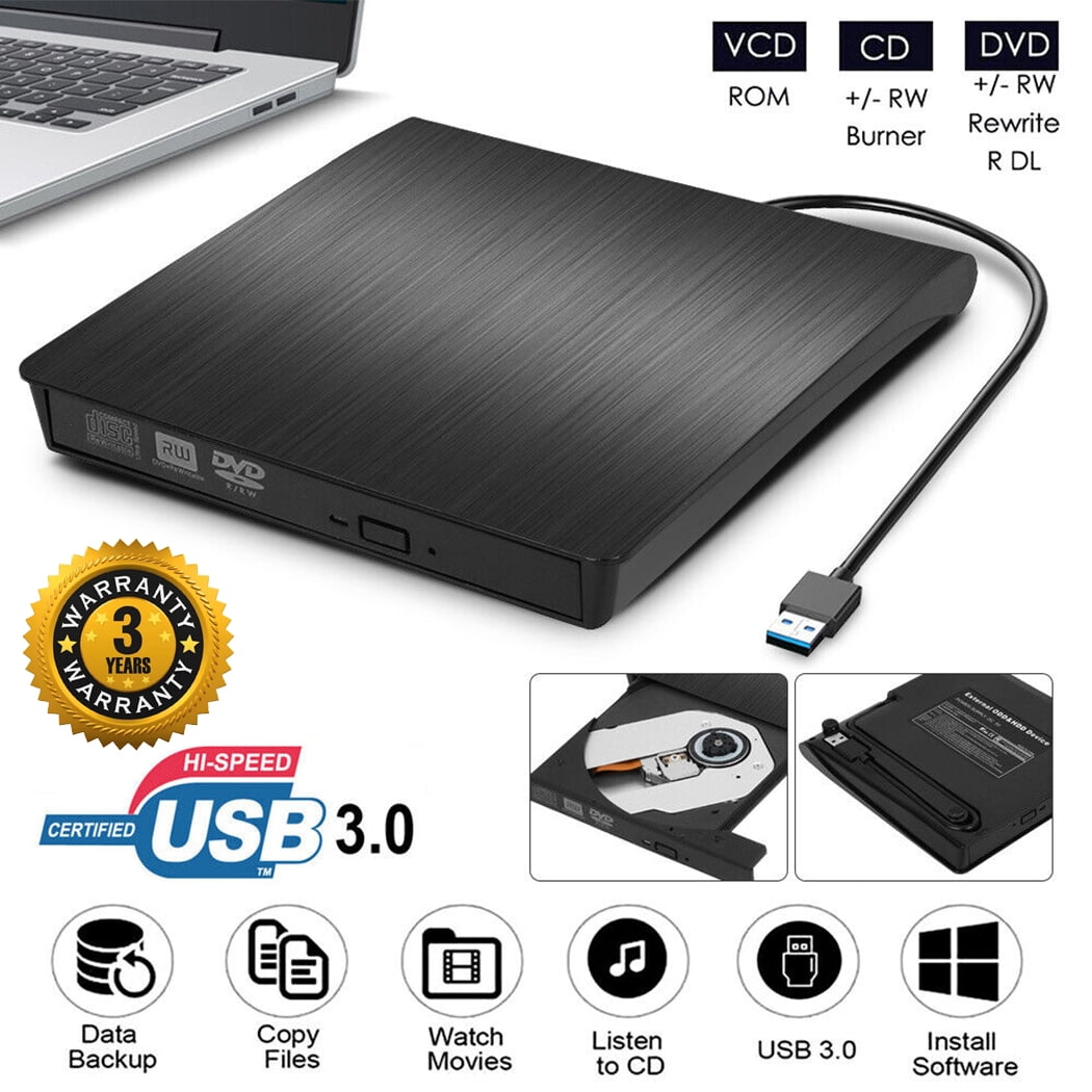 HP External CD/DVD Drive with USB 3.0, Portable DVD/CD+/RW Player