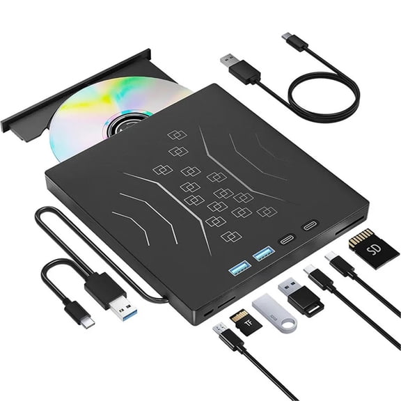 External CD/DVD -/+RW Drive USB 3.0 Portable CD/DVD/VCD Player Reader Burner for Laptop PC Optical Drive with SD/TF Port