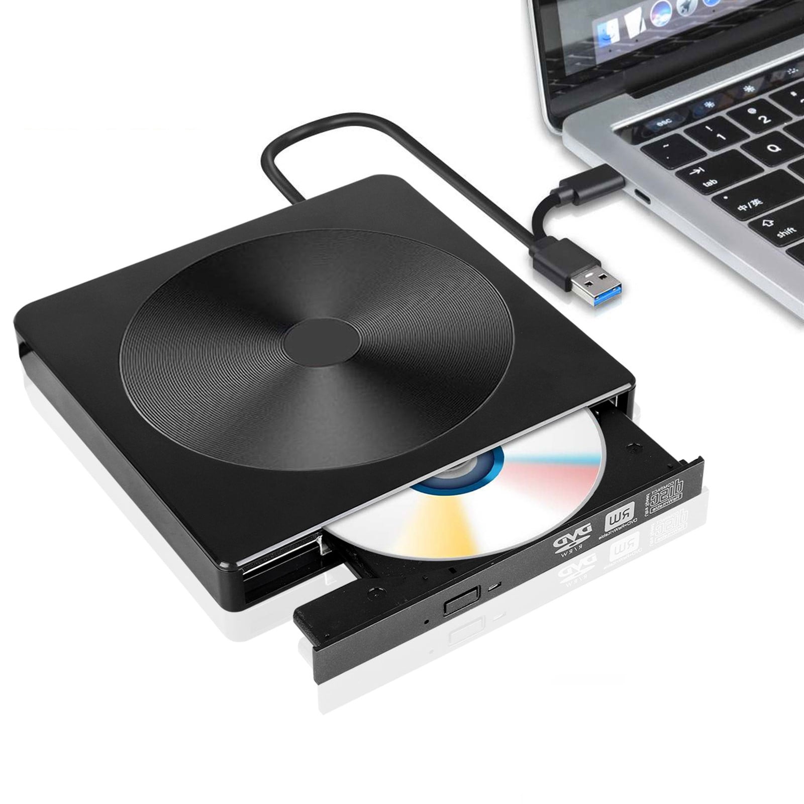 External CD Drive for Laptop, EEEkit USB 3.0 Type-C Portable CD