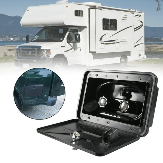 External Caravan RV Shower Box Kit Exterior Faucet Camper Trailer Boat Black